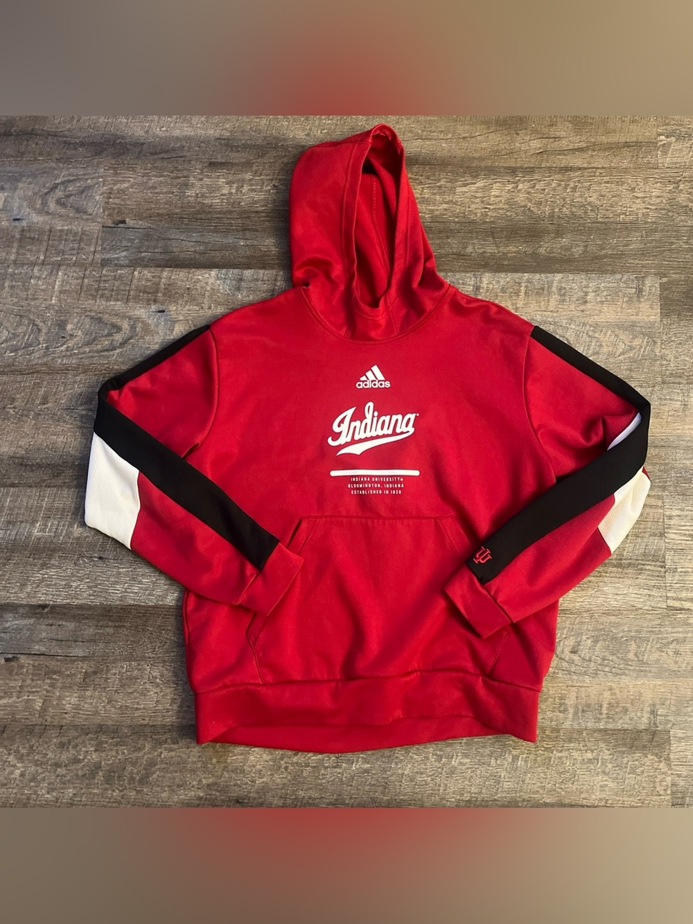 Indiana Hoosiers Adidas Team Player Issued Hoodie XL Red White Sweatshirt NWOT
